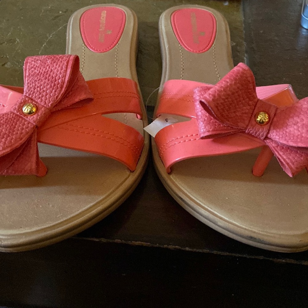 Womens orange bow sandals